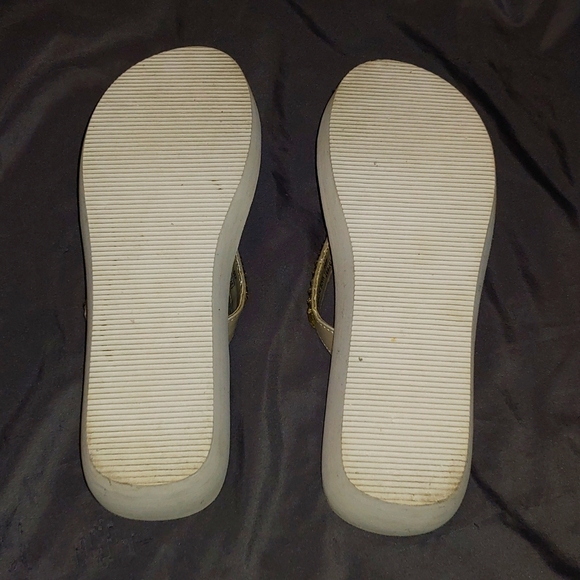 WHITE RHINESTONE THONG WEDGE SANDALS * SIZE 10 - Picture 8 of 8